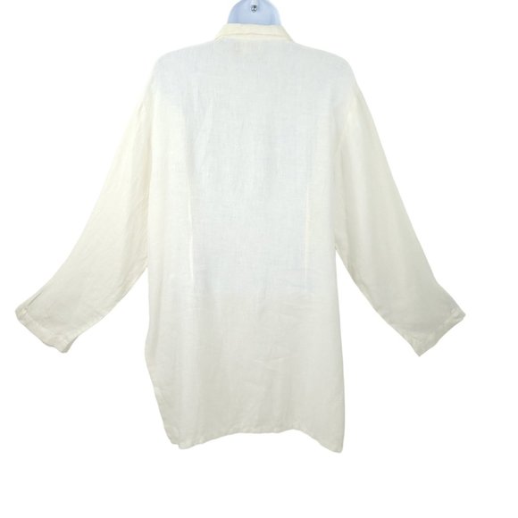Kiko Comfortable Clothing Linen Button Front Shirt Womens Size M/L Side Vent - Picture 2 of 12